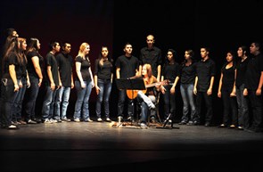 Student performers on stage